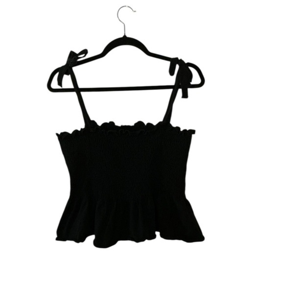 H&M Black Ruffled Smocked Tank Top - Picture 1 of 5